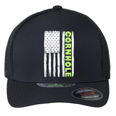 Cornhole Us Flag Flexfit Unipanel Trucker Cap