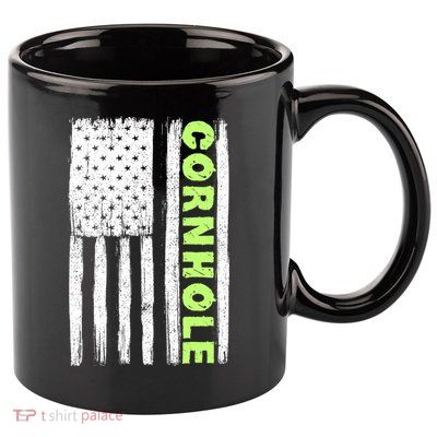Cornhole Us Flag 11oz C Handle Ceramic Mug