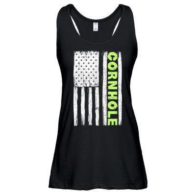 Cornhole Us Flag Ladies Essential Flowy Tank