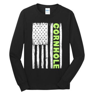Cornhole Us Flag Tall Long Sleeve T-Shirt