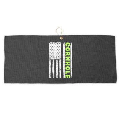 Cornhole Us Flag Large Microfiber Waffle Golf Towel