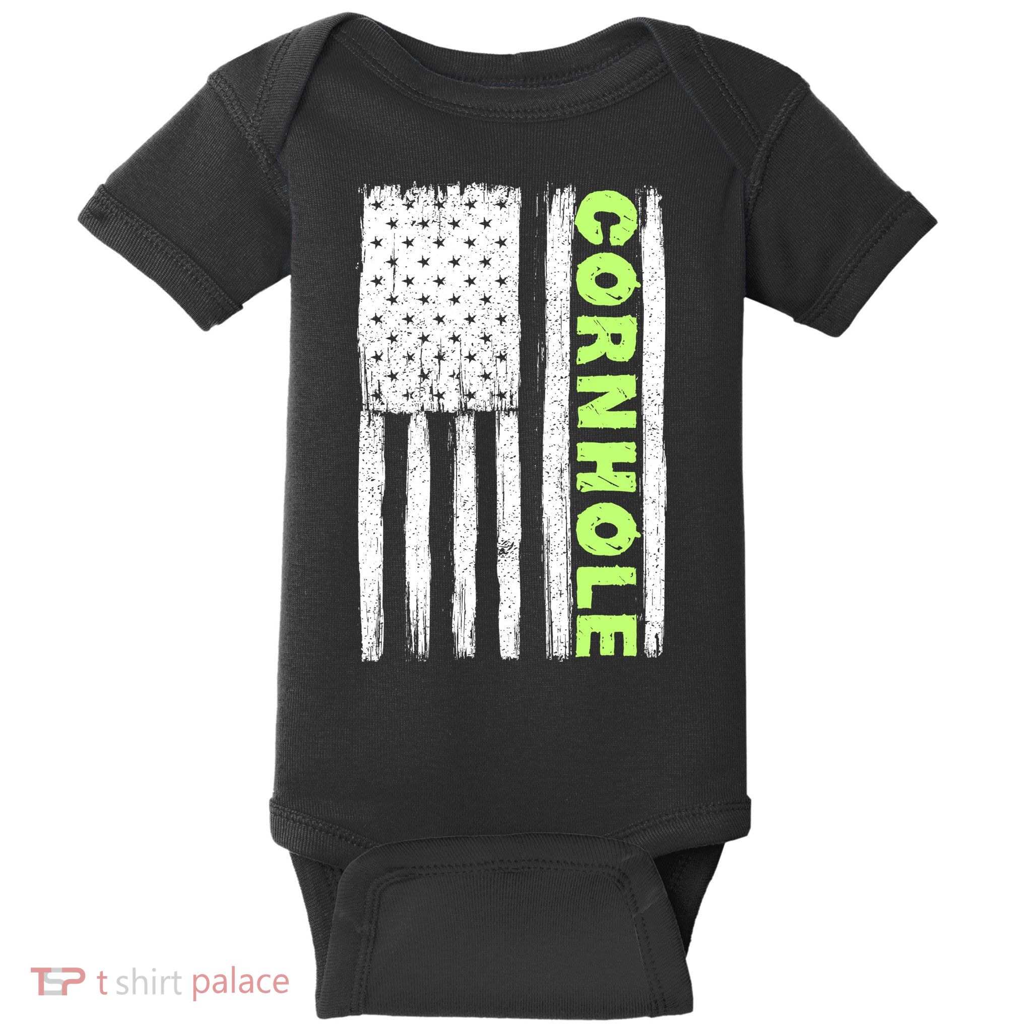 Cornhole Us Flag Baby Bodysuit