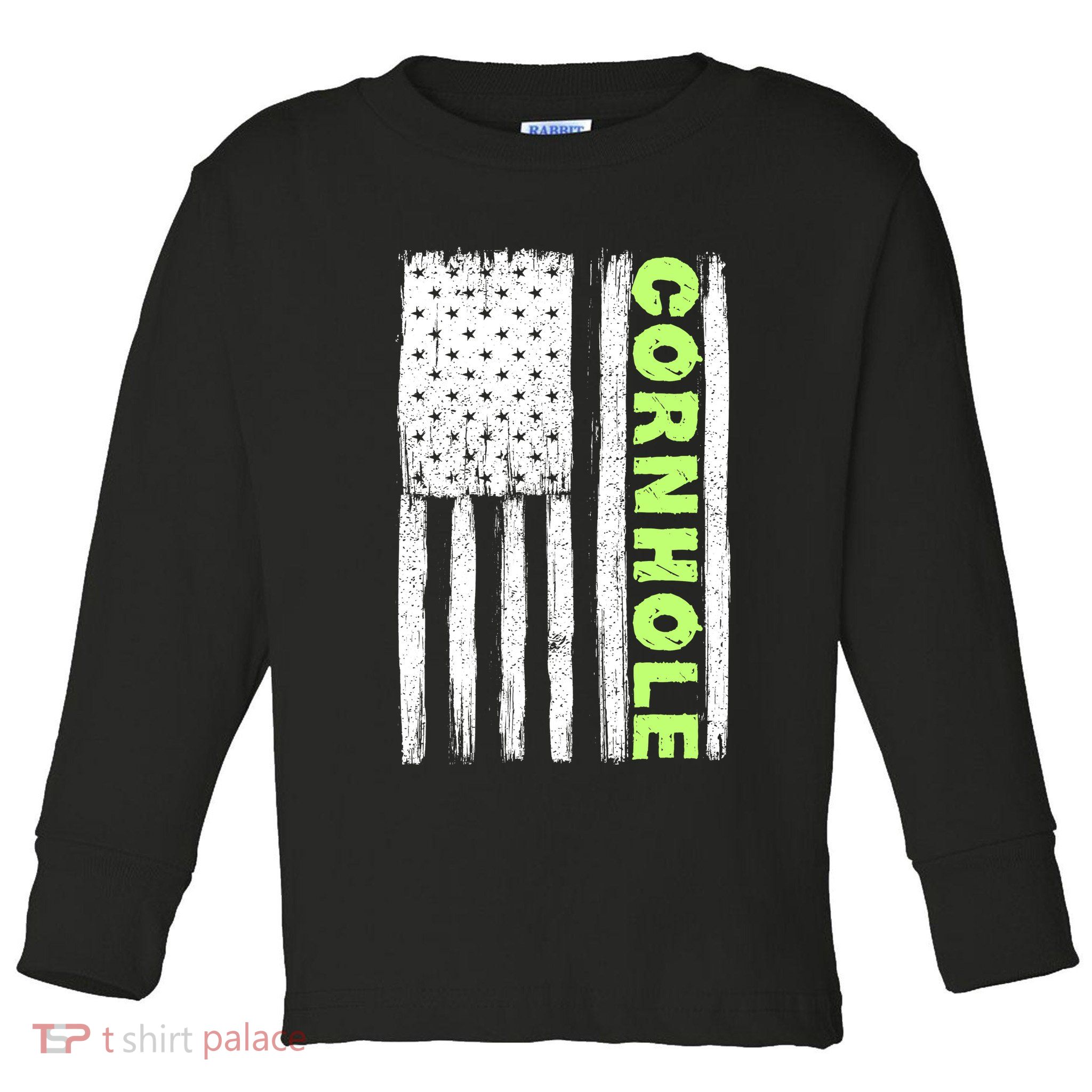 Cornhole Us Flag Toddler Long Sleeve Shirt