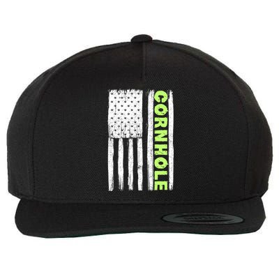 Cornhole Us Flag Wool Snapback Cap