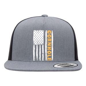 Cornhole Us Flag Flat Bill Trucker Hat