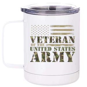 Camouflage Us Flag Veteran Of The United States Army Gift 12 oz Stainless Steel Tumbler Cup