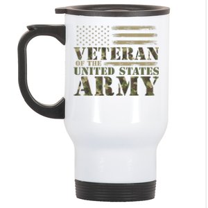 Camouflage Us Flag Veteran Of The United States Army Gift Stainless Steel Travel Mug