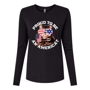 Cat US Flag Sunglasses Proud To Be An Americat Womens Cotton Relaxed Long Sleeve T-Shirt