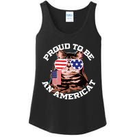 Cat US Flag Sunglasses Proud To Be An Americat Ladies Essential Tank