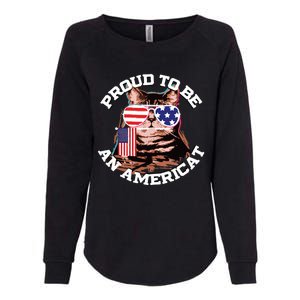 Cat US Flag Sunglasses Proud To Be An Americat Womens California Wash Sweatshirt