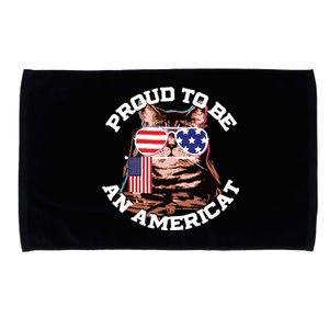 Cat US Flag Sunglasses Proud To Be An Americat Microfiber Hand Towel