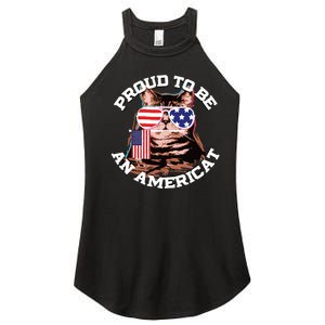 Cat US Flag Sunglasses Proud To Be An Americat Women's Perfect Tri Rocker Tank