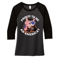 Cat US Flag Sunglasses Proud To Be An Americat Women's Tri-Blend 3/4-Sleeve Raglan Shirt