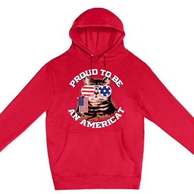 Cat US Flag Sunglasses Proud To Be An Americat Premium Pullover Hoodie