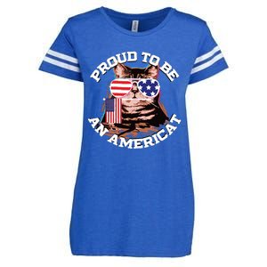 Cat US Flag Sunglasses Proud To Be An Americat Enza Ladies Jersey Football T-Shirt