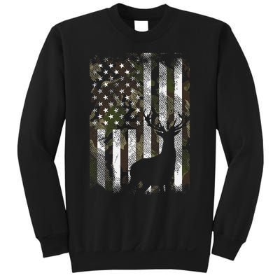 Camo Us Flag Deer Elk Buck Camoflage Hunting Hunter Dad Sweatshirt