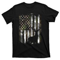 Camo Us Flag Deer Elk Buck Camoflage Hunting Hunter Dad T-Shirt