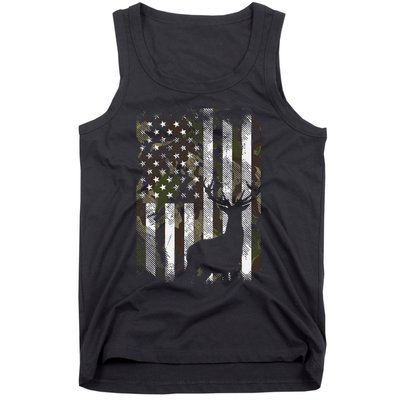 Camo Us Flag Deer Elk Buck Camoflage Hunting Hunter Dad Tank Top