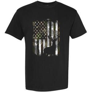 Camo Us Flag Deer Elk Buck Camoflage Hunting Hunter Dad Garment-Dyed Heavyweight T-Shirt