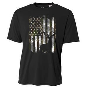 Camo Us Flag Deer Elk Buck Camoflage Hunting Hunter Dad Cooling Performance Crew T-Shirt