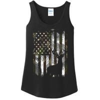 Camo Us Flag Deer Elk Buck Camoflage Hunting Hunter Dad Ladies Essential Tank