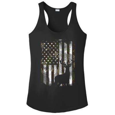 Camo Us Flag Deer Elk Buck Camoflage Hunting Hunter Dad Ladies PosiCharge Competitor Racerback Tank