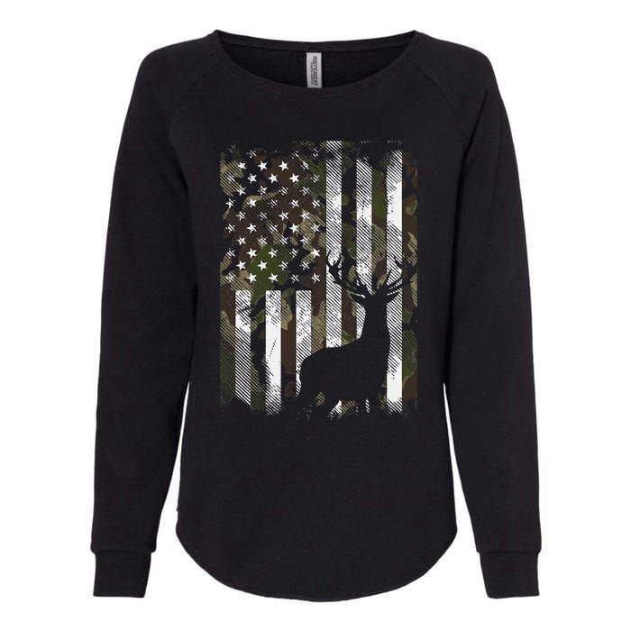 Camo Us Flag Deer Elk Buck Camoflage Hunting Hunter Dad Womens California Wash Sweatshirt