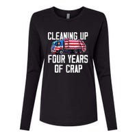 Cleaning Up Four Years Of Crap Funny Trump Garbage Truck Womens Cotton Relaxed Long Sleeve T-Shirt