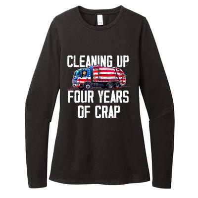 Cleaning Up Four Years Of Crap Funny Trump Garbage Truck Womens CVC Long Sleeve Shirt