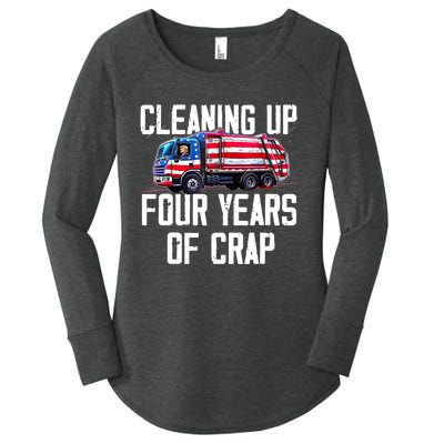 Cleaning Up Four Years Of Crap Funny Trump Garbage Truck Women's Perfect Tri Tunic Long Sleeve Shirt