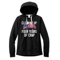 Cleaning Up Four Years Of Crap Funny Trump Garbage Truck Women's Fleece Hoodie