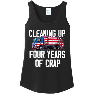 Cleaning Up Four Years Of Crap Funny Trump Garbage Truck Ladies Essential Tank