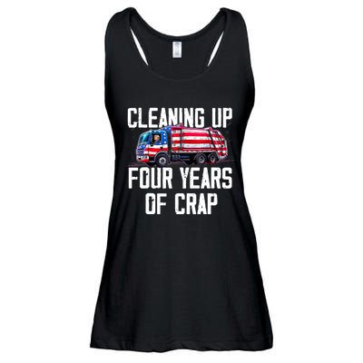 Cleaning Up Four Years Of Crap Funny Trump Garbage Truck Ladies Essential Flowy Tank