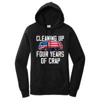 Cleaning Up Four Years Of Crap Funny Trump Garbage Truck Women's Pullover Hoodie