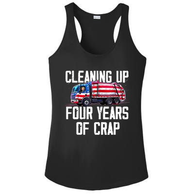 Cleaning Up Four Years Of Crap Funny Trump Garbage Truck Ladies PosiCharge Competitor Racerback Tank