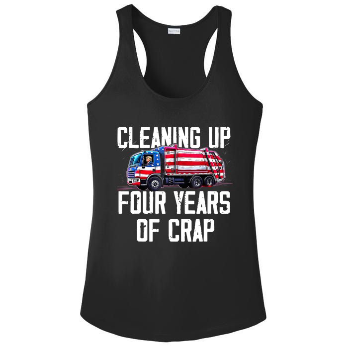 Cleaning Up Four Years Of Crap Funny Trump Garbage Truck Ladies PosiCharge Competitor Racerback Tank