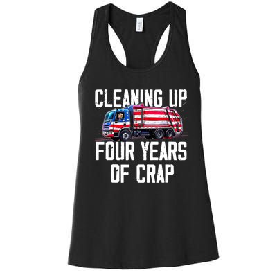 Cleaning Up Four Years Of Crap Funny Trump Garbage Truck Women's Racerback Tank