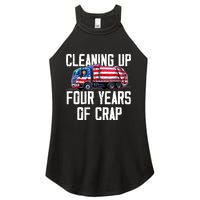 Cleaning Up Four Years Of Crap Funny Trump Garbage Truck Women's Perfect Tri Rocker Tank