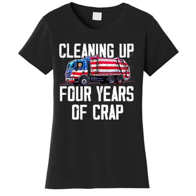 Cleaning Up Four Years Of Crap Funny Trump Garbage Truck Women's T-Shirt