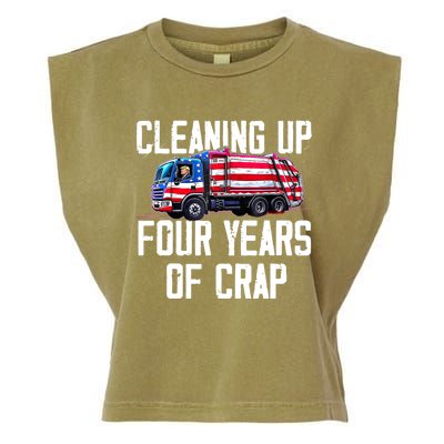 Cleaning Up Four Years Of Crap Funny Trump Garbage Truck Garment-Dyed Women's Muscle Tee