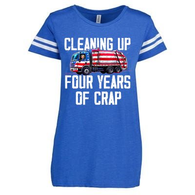 Cleaning Up Four Years Of Crap Funny Trump Garbage Truck Enza Ladies Jersey Football T-Shirt