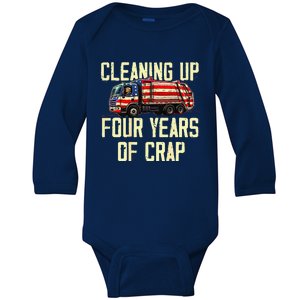 Cleaning Up Four Years Of Crap Funny Trump Baby Long Sleeve Bodysuit