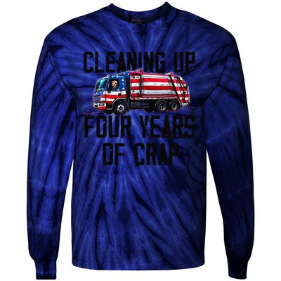 Cleaning Up Four Years Of Crap Funny Trump Garbage Tie-Dye Long Sleeve Shirt