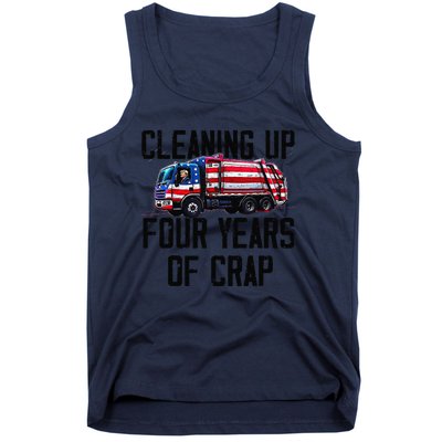 Cleaning Up Four Years Of Crap Funny Trump Garbage Tank Top