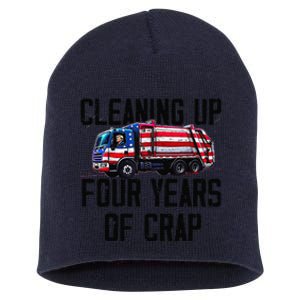 Cleaning Up Four Years Of Crap Funny Trump Garbage Short Acrylic Beanie