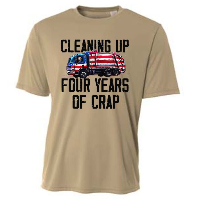 Cleaning Up Four Years Of Crap Funny Trump Garbage Cooling Performance Crew T-Shirt