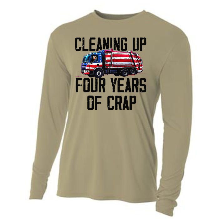 Cleaning Up Four Years Of Crap Funny Trump Garbage Cooling Performance Long Sleeve Crew