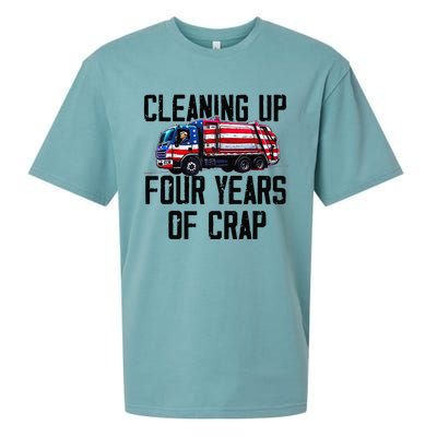 Cleaning Up Four Years Of Crap Funny Trump Garbage Sueded Cloud Jersey T-Shirt