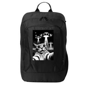 Cat Ufo | Funny Invasion Meme Retro Alien Cat Ufo Selfie City Backpack