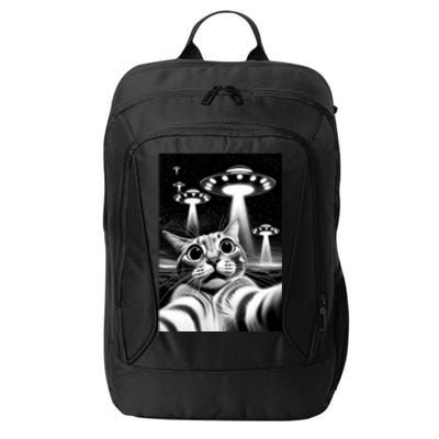 Cat Ufo | Funny Invasion Meme Retro Alien Cat Ufo Selfie City Backpack